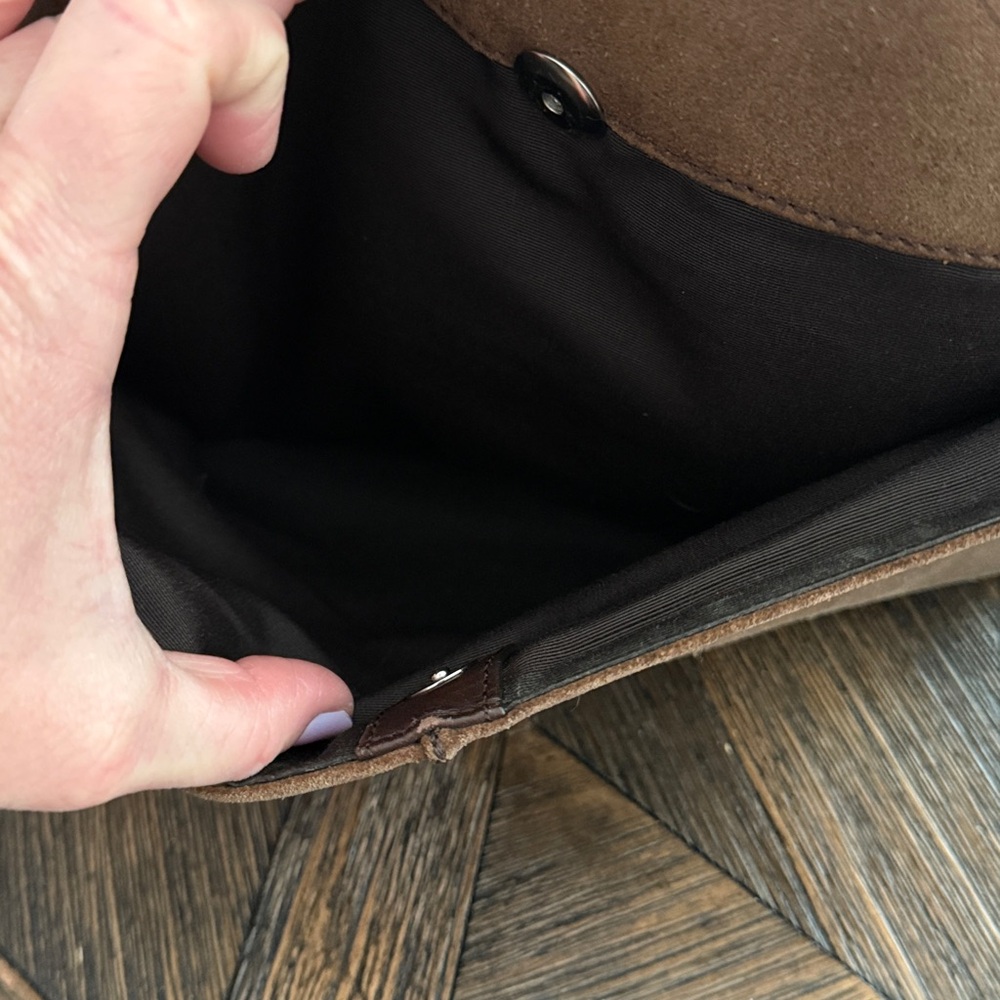 Coach Dark Brown Suede Messenger Bag - Picture 6 of 11